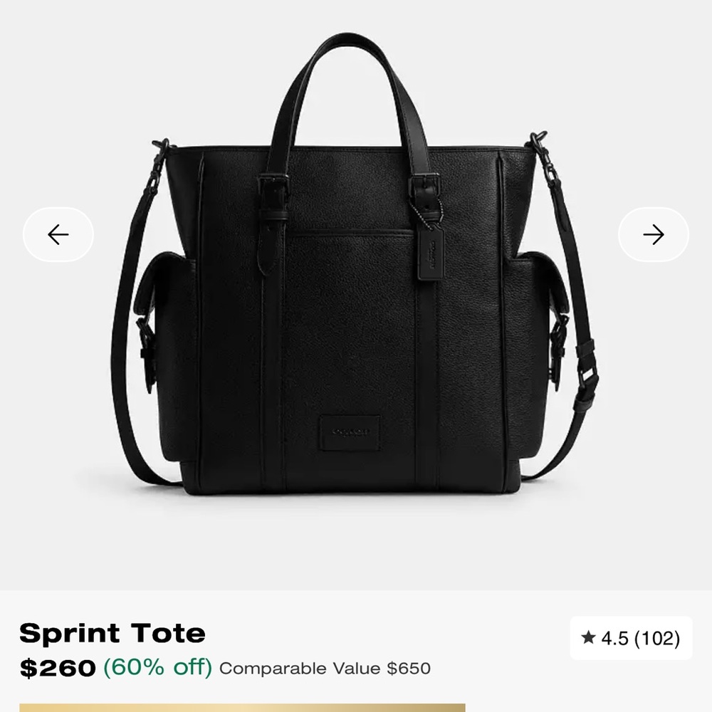 Coach Black Sprint Tote Backpack